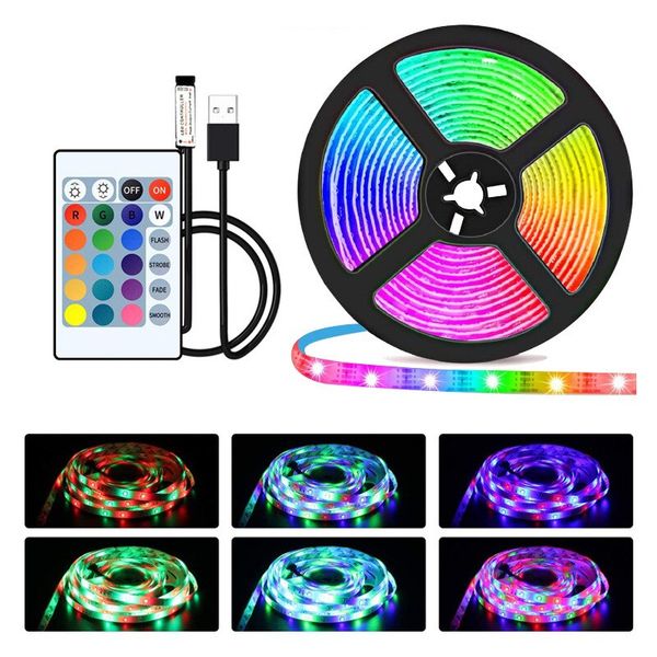 1M USB LED Strip Lights RGB IR Control Luminous Decoração Sala de estar 2835 Ribbon Lighting Light For Home Decor TV Backlight D2.5