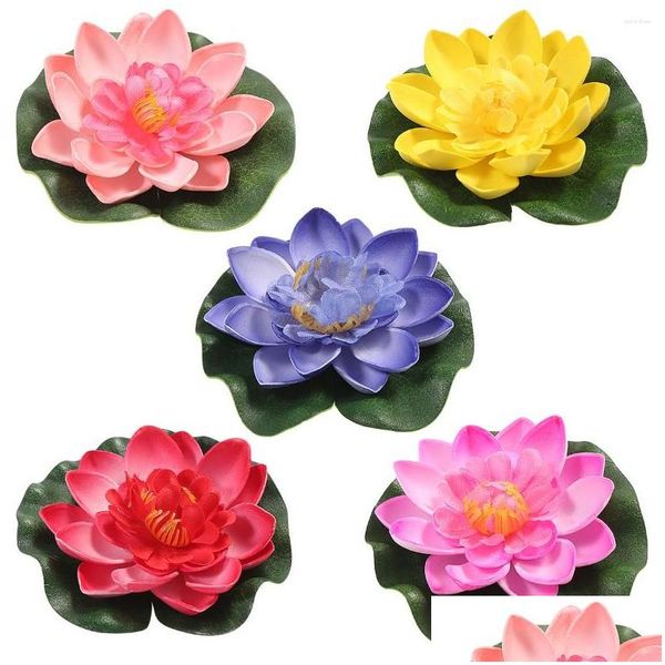 Декоративные цветы венки Vorcool 5pcs искусственная плавающая вода Lily Eva Lotus Flower Dec