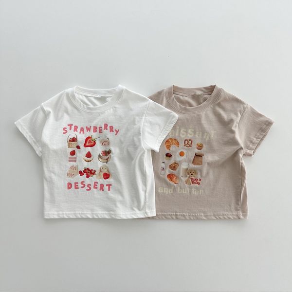 T-shirt T-shirt per bambini estivi Kid Delicacy Stampa Casual Top Boy Girl Baby Strawberry Cake T-shirt a maniche corte T-shirt in cotone infantile 230711