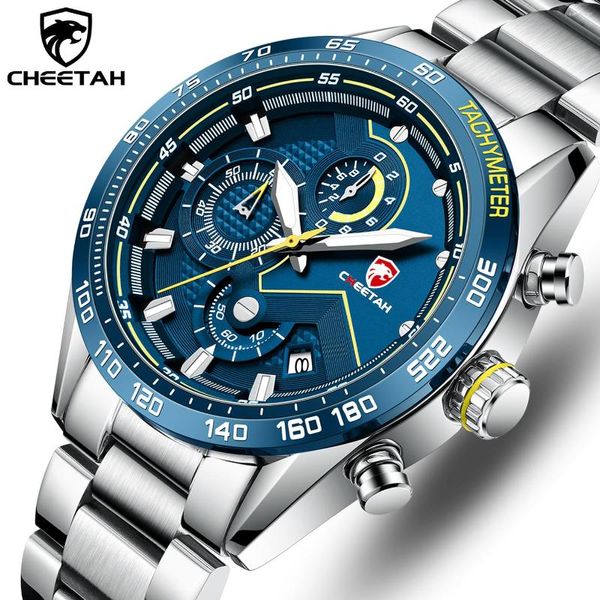 Нарученные часы гепарда топ хронограф Quartz Watch Мужчины водонепроницаемые часы мужские спортивные часы мужские повседневные деловые часы.