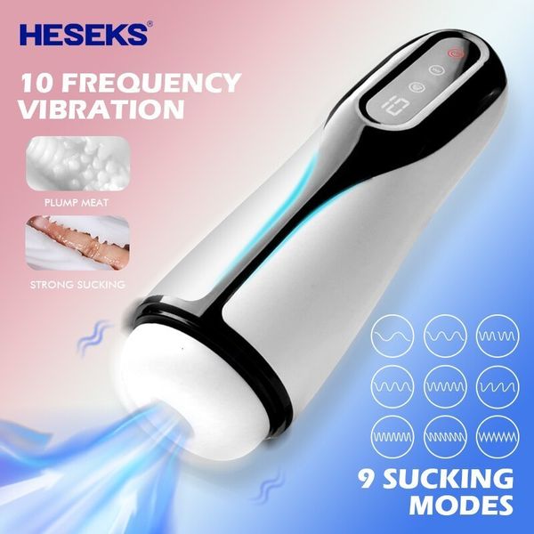 Masturbatoren Heseks Automatische männliche Masturbatoren Super Saugung und Vibration Echte Oralmuschi Vaginas LCD-Display Erwachsene Sexspielzeuge für Männer 230711