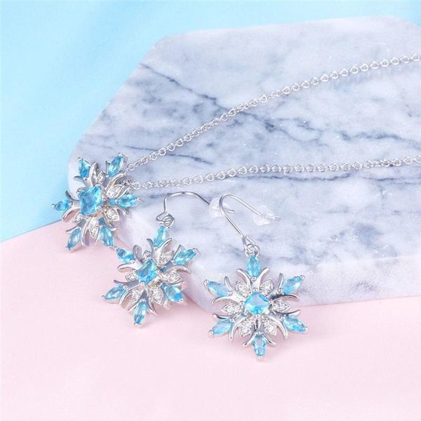 Подвесные ожерелья модные голубые снежные украшения Серьги для ожерелья Леди Санта Санта