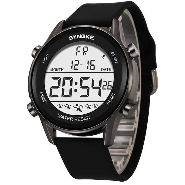 Orologi impermeabili Uomo Orologio digitale SYNOKE Marca Grandi numeri Facile da leggere Orologio militare da uomo ultrasottile relogio masculino