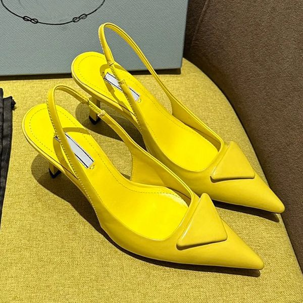 Décolleté Slingback in pelle lucida da donna Scarpe imbottite Sandali con tacco a punta da sera 75mm Scarpe con tacco da donna di design di lusso Scarpe da calzaturificio 35-43