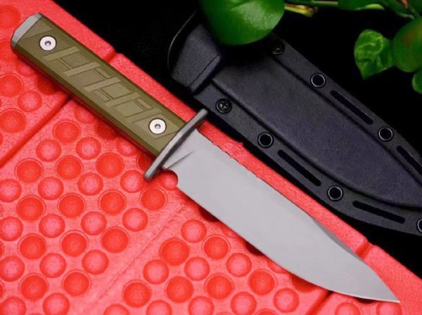 Coltello dritto di sopravvivenza di alta qualità CPM-3V Rivestimento Cerakote Lama Drop Point Coltelli a lama fissa con manico G10 completo con Kydex