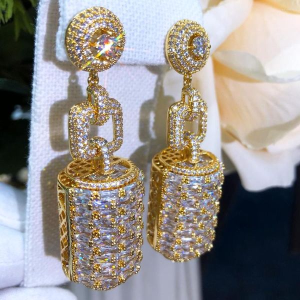 Dangle Küpeler Jimbora Lüks Rhinestones Silindir Kolye Küpe Kadınlar için Orijinal Boucle D'Oreille Femme 2023 Tam Avusturyalı Kristal