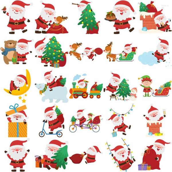 Embalagem para presente SL/50 unidades Adesivo de Papai Noel para planejador Scrapbooking Artigos de papelaria Decalques à prova d'água para laptop infantil