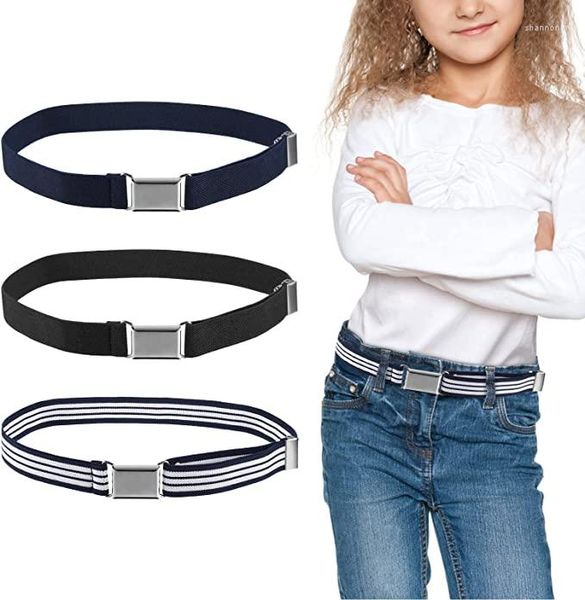 Cinture 3 pezzi Cintura magnetica per bambini Cintura elasticizzata con fibbia quadrata Cintura per jeans portatile leggera per ragazze