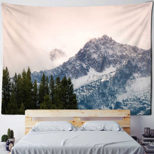 Tapestries Mountain and River Impression Painting Wall Tapestry Hanging Hills Scenery Natural Witchcraft decor