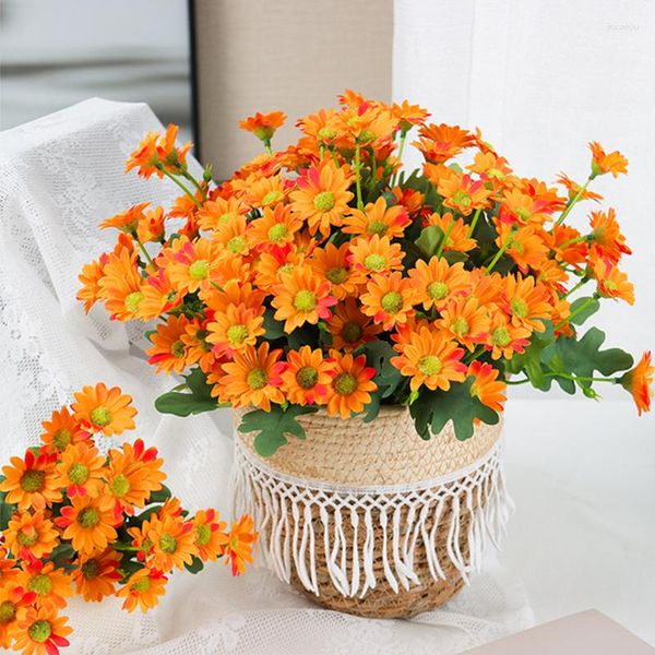 Flores decorativas plantas artificiais flor do sol colorida pequena margarida seda para decoração de casa jardim crisântemo casamento diy festa falsa