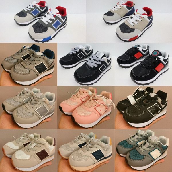 Tênis Infantil NB Casual 574s Meninos Meninas Sapatos Crianças Jovens Sapatos Ao Ar Livre Sapatos Esportivos Infantil Preto Cinza Real Cinza Rosa Branco Marinho Bege tamanho 23nT#