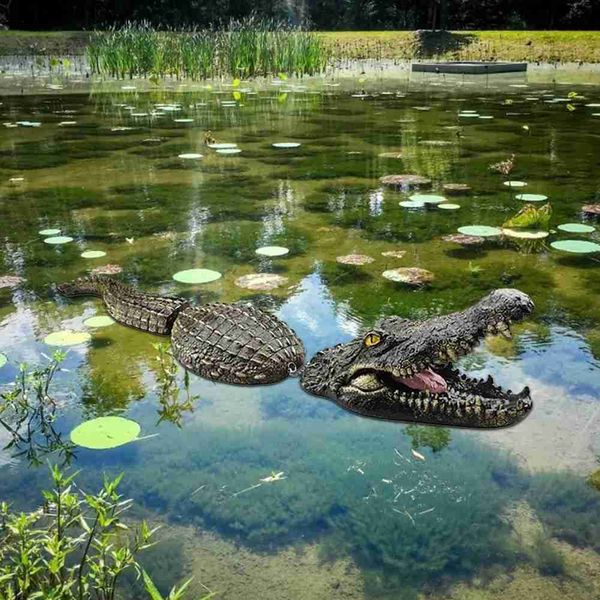 Floating Crocodile Decoração Lagoa Resina Simulação Estátua Estatueta de Jardim Enfeite de Jardim Lagoas Decoração de Lagos L230620