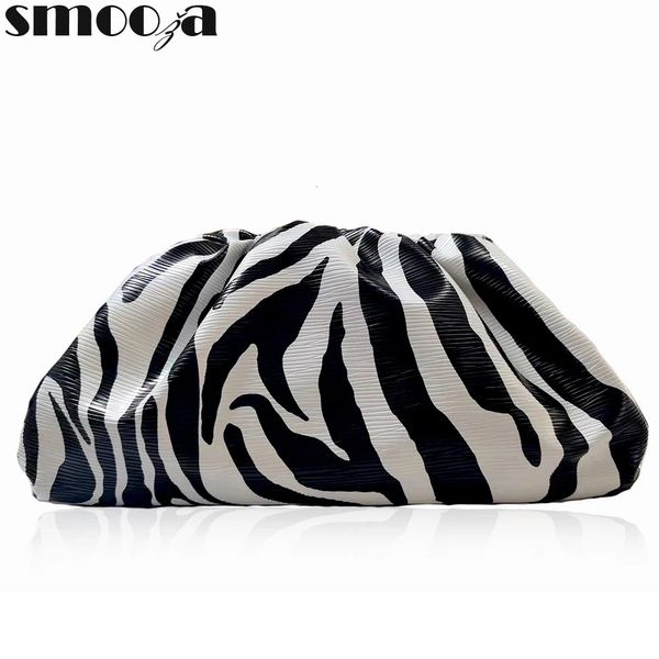 Borse da sera SMOOZA 2023 Fashion Day Clutch Dumpling Bag Zebra Borsa con clip olografica Donna Borse e borsette pieghettate Designer di lusso 230711