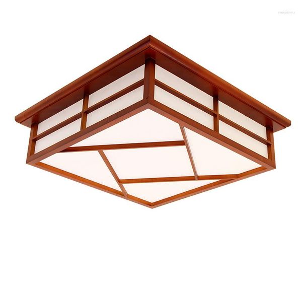 Deckenleuchten 35x35cm Holzleuchte - Beleuchtung im asiatischen japanischen Stil, koreanische minimalistische Wohnzimmer-Schlafzimmer-Studien-LED-Lampen aus Holz