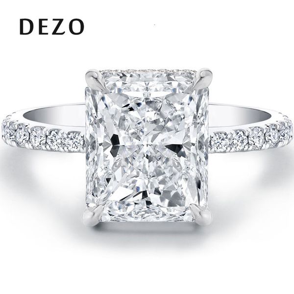 С боковыми камнями Dezo Solitaire Congagement Rings 4ct Radiant Cut D Color Solid 925 Серебряные серебряные женщины Свадебные ювелирные изделия 230710