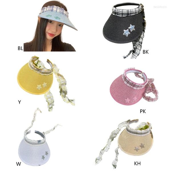 Cappelli a tesa larga Visiere Donna Protezione solare Cappello a cilindro vuoto per pesca Alpinismo Regali Protezione UV esterna con cinturino