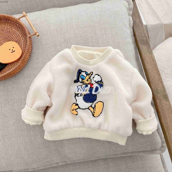 Roupas de bebê de 0 a 4 anos Roupas de inverno de pelúcia para recém-nascidos, fantasia de criança, moletons com capuz, meninos e meninas, tops de desenhos animados Onesie L230625