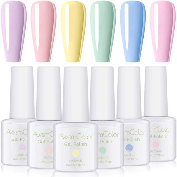 Лак для ногтей Awsmcolor Pastel Gel лак для ногтей весна летние гель -лак замочите с гель -лампа для ногтей, необходимый для ногтей подарок 230711