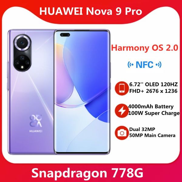 huawei nova 9 pro 4g smart phone harmonyos 2.0 6.72 oled 120hz snapdragon 778g 4000mah batteria 100w super carica fotocamera 50mp