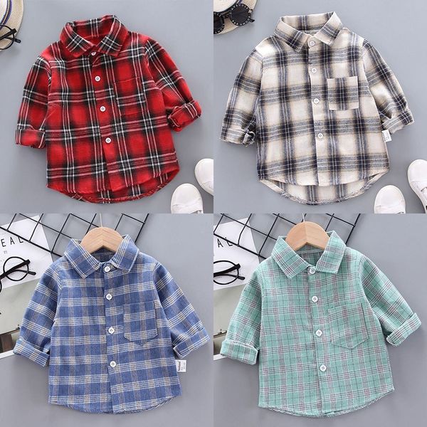 Camicie per bambini Moda coreana Bambini Top Ragazzi Camicia di flanella a quadri di bufalo Bambino Capispalla casual Abbigliamento AutunnoCamicette per ragazze 0 5T 230711