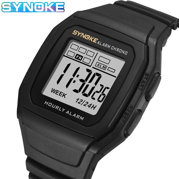 Reloj Hombre Men Square Watch SYNOKE Sports Chronograph Digital LED Relógios Relógios Eletrônicos Alarme Cronômetro Relogio Masculino