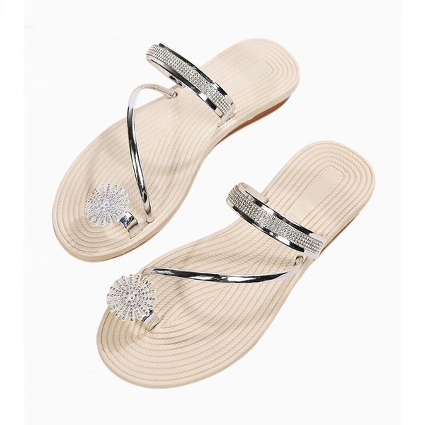 GAI GAI GAI Женские модные летние блестящие пляжные туфли на плоской подошве, блестящие модные женские сандалии 230710