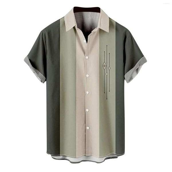 Camicie casual da uomo vintage da uomo camicia da bowling manica corta abbottonata camicetta stampata da spiaggia estiva hawaiana bello