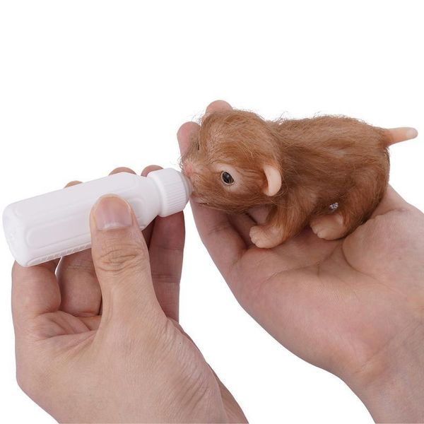 Peluş Bebekler Yumuşak Silikon Kedi Bebek Mini Simülasyon Oyuncak Bebek Çocuk Oyuncakları El Köklü Saç Vücut Hayvan Hediyeleri 230711