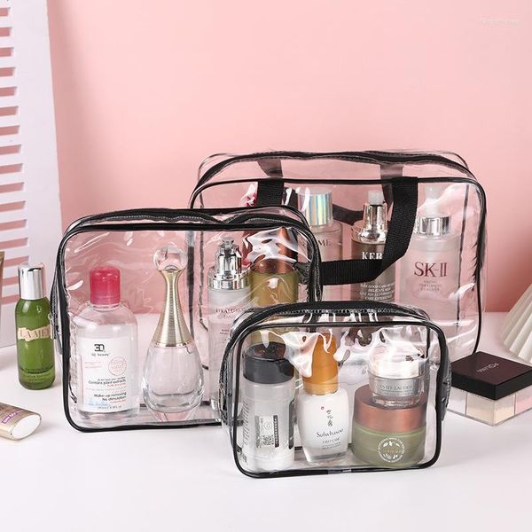 Borse cosmetiche Borsa da spiaggia Custodie in PVC trasparente Custodia da viaggio portatile Borsa da lavaggio impermeabile