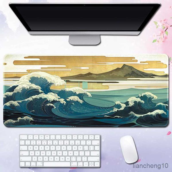 Mouse Pads Pulso Great Wave Art Mouse Pad de Borracha Natural PC Gaming Mousepad Tapete de Mesa com Borda de Bloqueio para R230711