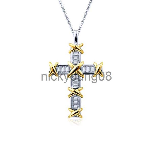 Anhänger Halsketten 2020 Neue Ankunft Einzigartige Ins Luxus Schmuck 925 Sterling Silber Prinzessin Cut Topas Kreuz Anhänger Party Frauen Hochzeit link Kette Halskette Geschenk x0711