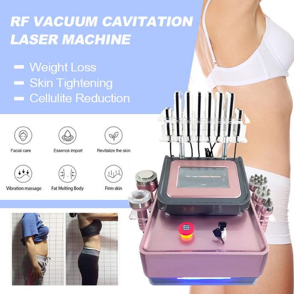 6 in 1 HF-Vakuumkavitation 40k 80k Ultraschallkavitation mit Laserpads Fettverbrennungsmaschine Roségold