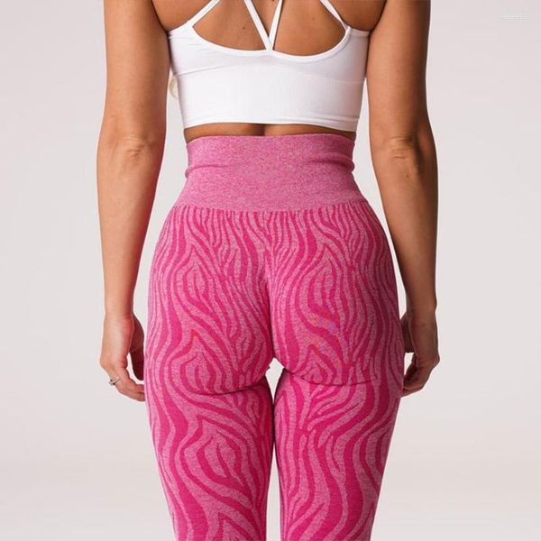 Aktive Shorts für Damen, nahtlos, GYM, bedruckt, hohe Taille, Fitness, Yoga-Hose, Bauchkontrolle, elastisch, geometrisches Zebra-Muster, Sportstrumpfhose