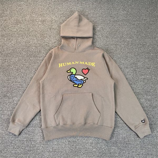 Kadın Hoodies Sweatshirts İnsan Yapımı 22SS Desen Kovboy Kayış Ördek Karakter Baskı Gevşek Sıradan Erkek ve Kadın Kapüşonlu Külot Kazak 230711