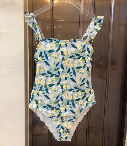 Costume da bagno intero da donna con canotta Costume da bagno senza spalline Costumi da bagno con fiori stampati S M L