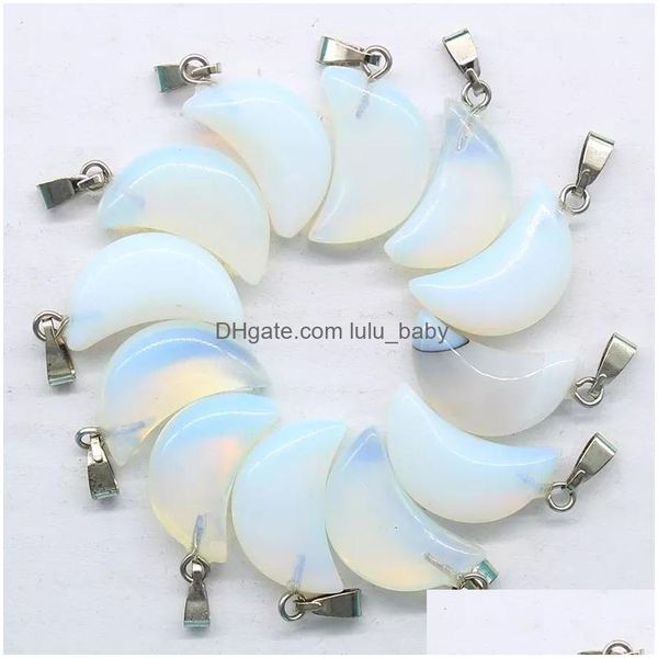 Charms Natural Stone Opal Moon Colar Healing Pendants Diy Para Jóias Acessórios Fazendo Drop Delivery Findings Components Dhide