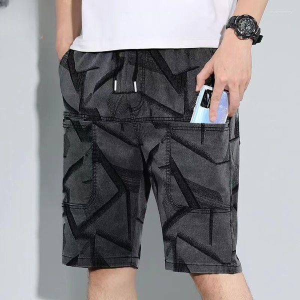 Shorts Masculino Verão Camuflado Seis Bolsos Simples Casual Calça Elástica Moda Juvenil Calça Cinco Pontas