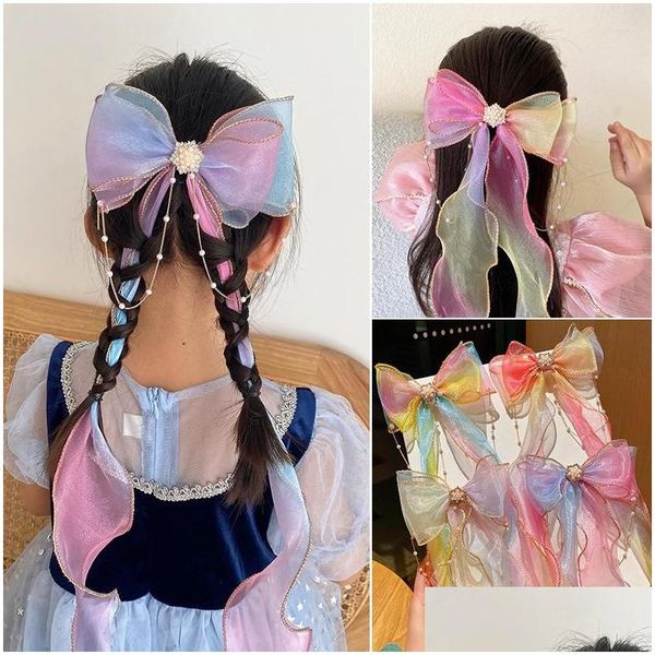 Accessori per capelli Fiocco in chiffon Nastro Forcine per ragazze Simpatici fiocchi Colorf Fiori Clip per bambini Fashion Drop Delivery Baby Kids Maternità Dhgyk