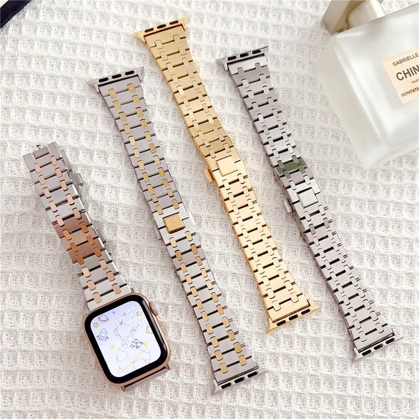 Apple Watch Ultra Series 8 7 6 5 4 SE Butterfly Buckle Band için Premium Paslanmaz Çelik AP Refit Mod Bilek Kayışı