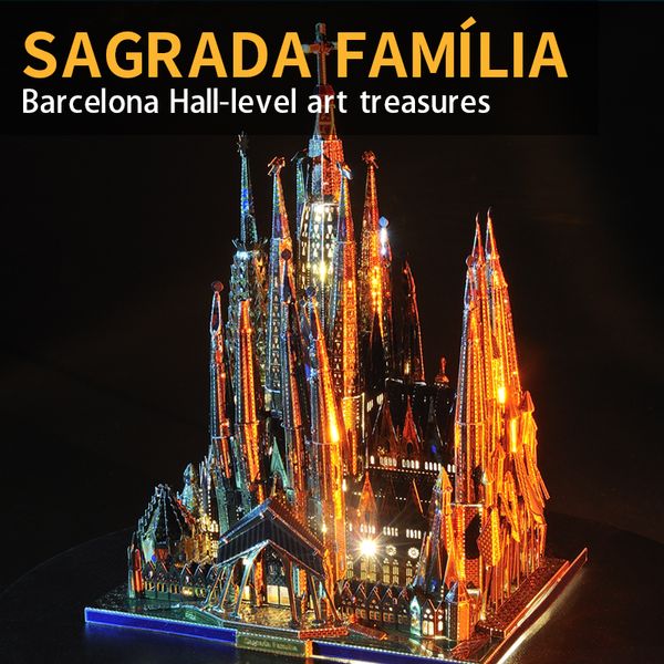 Brinquedos de inteligência Microworld 3D Matel Quebra-cabeça Sagrada Família Modelo de construção Kits Corte a laser Montar quebra-cabeças Brinquedos presentes de natal para adolescentes e adultos 230710