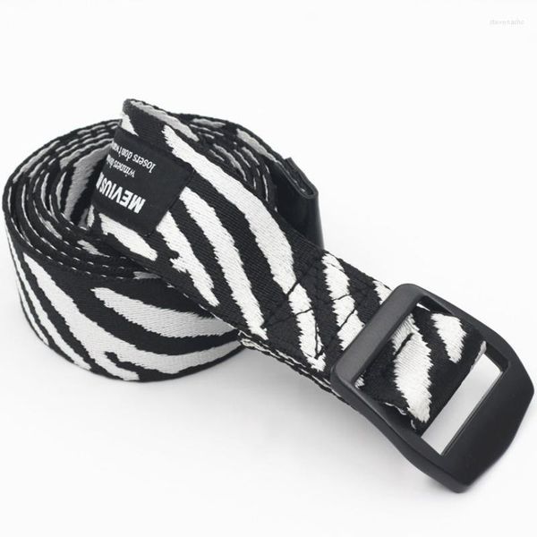 Cinture Summer Canvas Zebra Print Cintura con fibbia a doppio anello Uomini e donne Universal Day Word Trendy Jeans