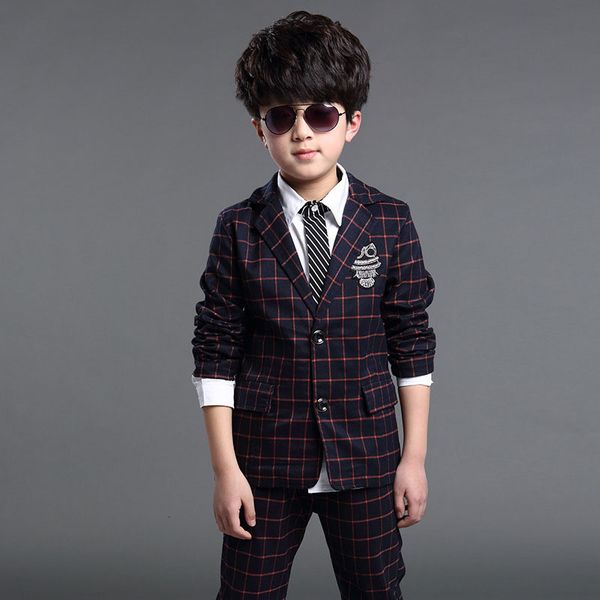 Anzüge Jungen Formal für Hochzeiten Marke England Stil 5 14T Mann Kind Plaid Party Smoking Kinder 230711