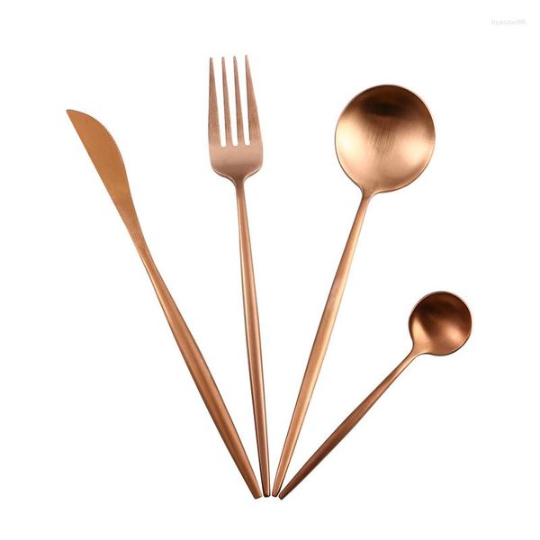 Set di stoviglie in oro rosa 4 pezzi/set Set di stoviglie in acciaio inox coltello cucchiaio forchetta dessert cucina occidentale di alto livello