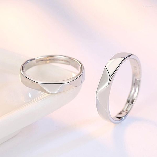 Clusterringe Ventfille 925 Sterling Silber Paar Hochzeit Welle Öffnung für Männer Frauen Valentinstag Geschenk