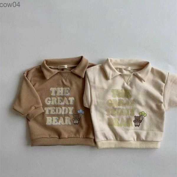 2023 AncoBear Felpa moda coreana per Kaii Neonati maschi Bambini Lettera Cartoon Stampa Polo Felpa bambini Pullover casual L230625
