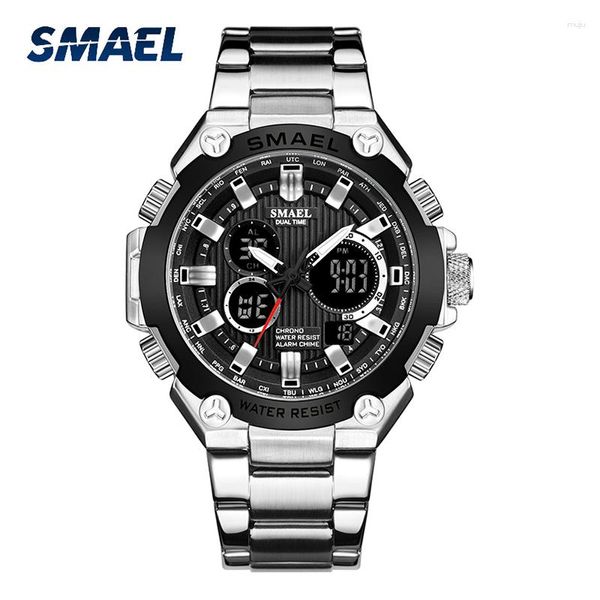 Нарученные часы Quartz Watches Men Smael Watch Mechanical Mens Automatic Army Watches1363 Водонепроницаемые календарные часы.