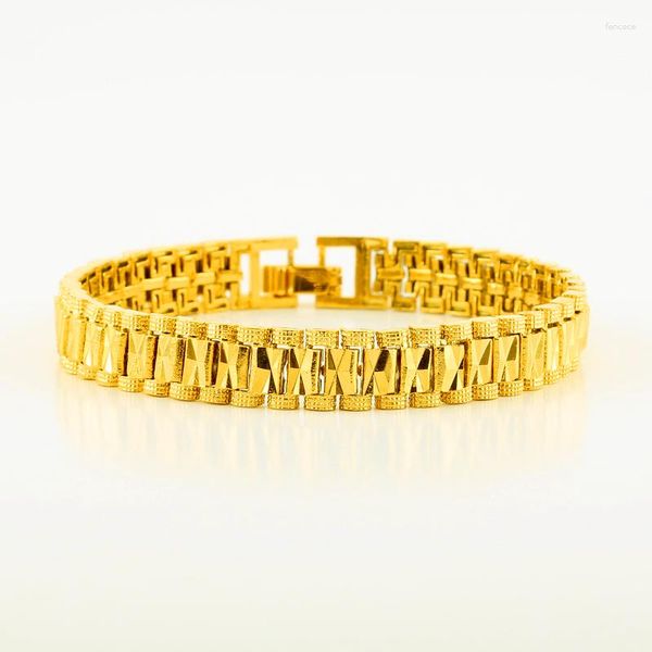 Link Armbänder JHplattiert Trendy Armband Männer/Frauen Schmuck 0,9 cm 19 CM Gold Farbe Herren Armreifen Großhandel Afrikanische