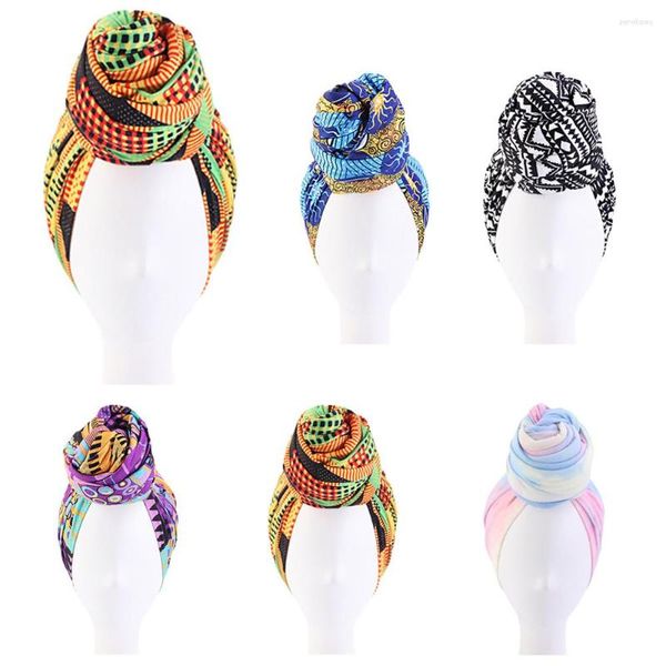 Abbigliamento etnico Arabo Musulmano Hijab Turbante Stampato Nodo Cofano Berretti Skullies Donna Copricapo Scialle Foulard Copricapo Bandane 180 70cm