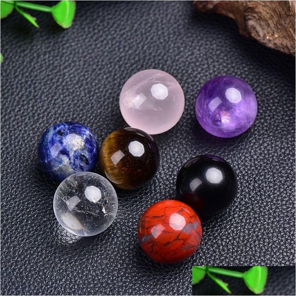 Pietra 20Mm Perline Sfuse Naturali Ornamenti Ametista Quarzo Rosa Agata Turchese 7Chakra Fai Da Te Palla Rotonda Non Porosa Yoga Guarigione Guide Dhuwo