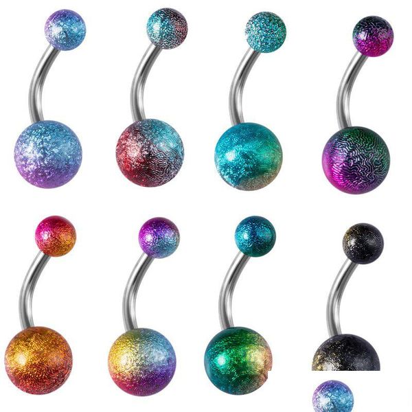 Navel Bell Button Rings Piercing per le donne Matting Ball Colorf acciaio chirurgico Summer Beach Fashion Body Jewelry Drop Delivery Dh4Wq